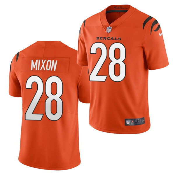 Men's Cincinnati Bengals #28 Joe Mixon 2021 Orange NFL Vapor Untouchable Limited Stitched Jersey Men's Cincinnati Bengals #28 Joe Mixon 2021 Orange NFL Vapor Untouchable Limited Stitched Jersey
